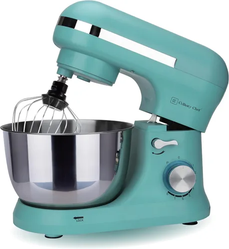 Vista 3 de CULINARY CHEF - Batidora de pie de 4.5L con cuenco de acero inoxidable, batidora eléctrica de cocina con cabezal abatible, gancho para masa, batidor