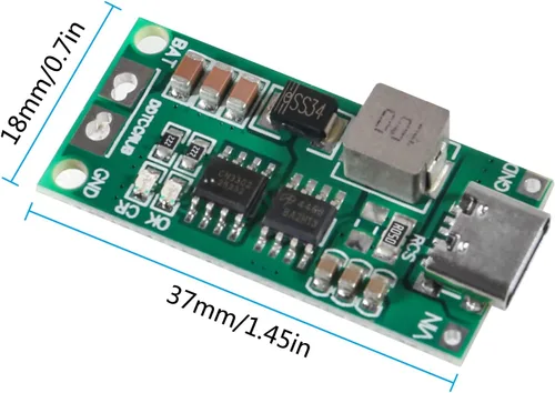 Vista 5 de 2PCS Tipo-C USB 2S 2A Boost Convertidor 8.4V 12.6V 16.8V Step-Up Power Module LiPo Polímero LiPo Batería de Litio Placa de Protección de Carga