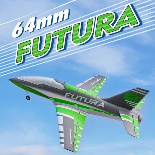 Vista 2 de Aviones FMS RC Jets Futura 64MM EDF Sport Jet Verde aviones de control remoto para adultos para entrenadores EDF para principiantes aviones
