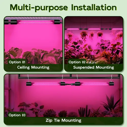 Vista 7 de Hlite Paquete de 2 luces LED de cultivo de 16 pulgadas, luces de cultivo enlazables para plantas de interior, luces de plantas de espectro completo