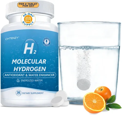 Vista 10 de Tabletas de agua de hidrógeno – H2 tabletas de hidrógeno molecular para agua potable, 8 ppm con magnesio, sabor naranja, 60 unidades, electrolitos