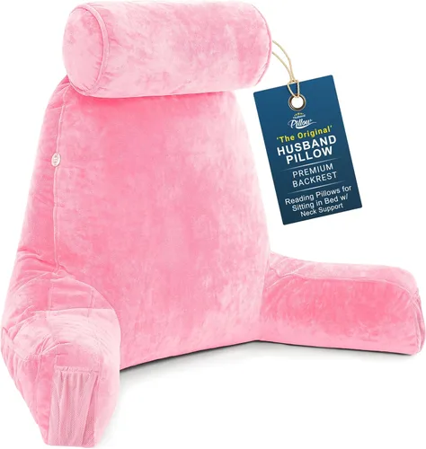 Vista 55 de Almohada Husband Mediana Negra, Respaldo para Niños, Adolescentes, Adultos Pequeños – Almohada de Lectura con Brazos, Altura Ajustable, Espuma