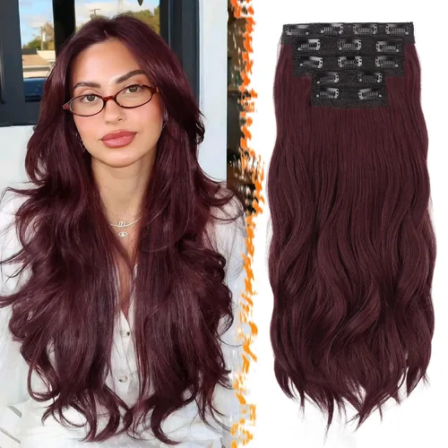Vista 18 de BARSDAR Extensiones de cabello sintético de 20 pulgadas con clip negro