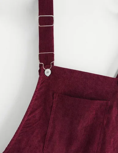 Vista 6 de Vestido de pana con tirantes ajustables y puños para mujer