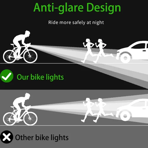 Vista 7 de Juego de luces multifuncionales para bicicleta de 3000 lúmenes, luz de bicicleta de 5200 mAh recargable, luz delantera para bicicleta de noche