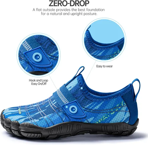 Vista 5 de SEEKWAY Zapatos de agua descalzos para niños, puntera ancha y zapatos de arena de secado rápido para niños pequeños para senderismo, natación
