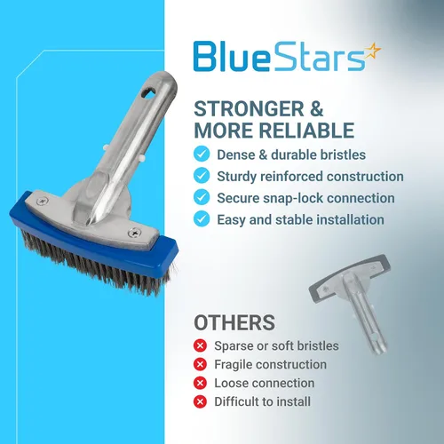 Vista 10 de BlueStars Cepillo de piscina resistente de 5 pulgadas con alambre de cerdas de acero inoxidable y mango de aluminio de 5 pulgadas, adecuado
