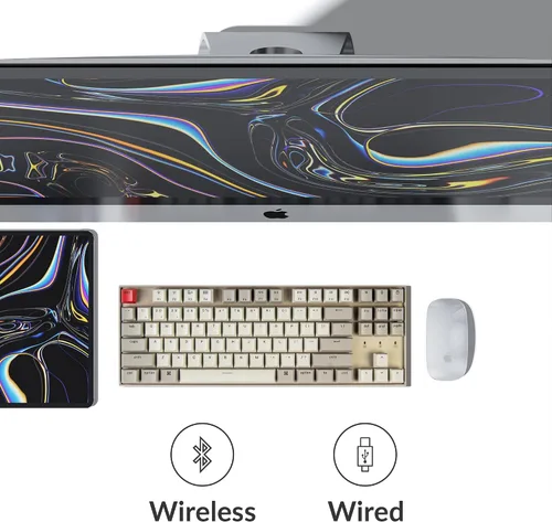 Vista 3 de Keychron K8 87 teclas Tenkeyless Layout inalámbrico Bluetooth teclado mecánico para juegos Mac, multitarea tipo C teclado de computadora con cable