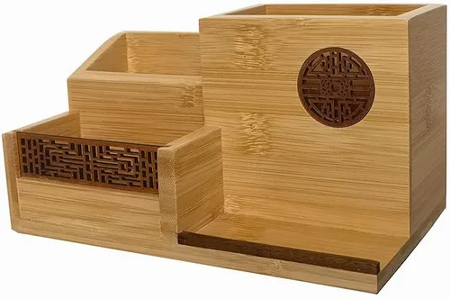 Vista 4 de Organizador de escritorio multifunción de estilo japonés para maquillaje, joyería, oficina, papelería, accesorios de papelería, bolígrafo escolar