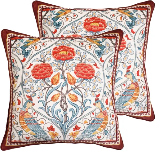 Vista 66 de patdrea Funda de almohada de terciopelo francés de diseño, 18 x 18 pulgadas Aviario