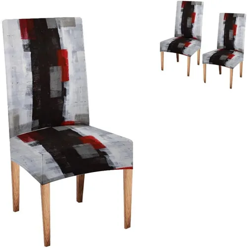 Vista 58 de TOMWISH Juego de 2 fundas para sillas de comedor, color turquesa y gris, fundas elásticas para sillas Parsons, de elastano, lavables, protectores