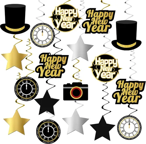 Vista 10 de KatchOn, Remolinos colgantes de Feliz Año Nuevo 2026 – Paquete de 30, NO DIY Suministros para fiesta de Año Nuevo 2026 Decoraciones de Año Nuevo