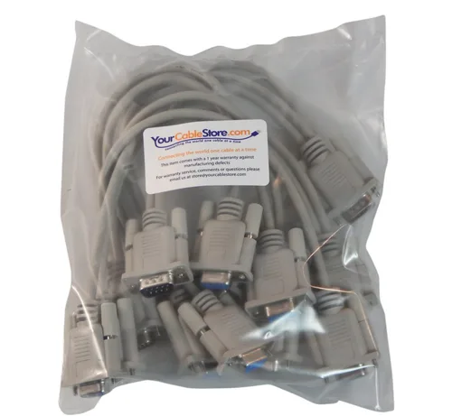 Vista 2 de Your Cable Store Cable DB9 de 9 pines de 1 pie con puerto serie Y, 1 macho/2 hembra RS232, paquete de 5