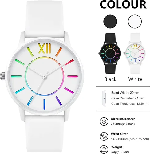 Vista 5 de Unisex Watch Fashion Analog Quartz Watches Silicone Bands Waterproof Wrist Watch Best Gift for Women Men