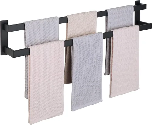Vista 11 de Alise Barras de Toallas Dobles de 16 Pulgadas para Montar en Pared de Baño, Toallero de Doble Barra para Lavabo de Baño, Barra de Toallas de Acero