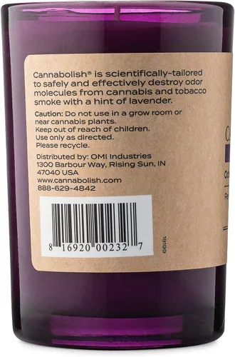 Vista 6 de Cannabolish Vela eliminadora de olores de humo de lavanda, 7 onzas, ingredientes naturales