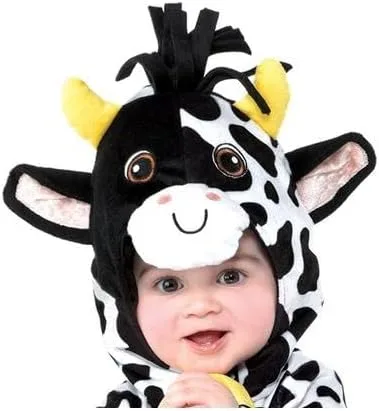 Vista 2 de Mini Moo en blanco y negro para niños pequeños (1 unidad) Adorable disfraz, perfecto para disfraces, Halloween y fiestas