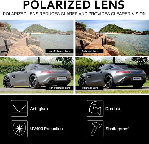Vista 3 de Be One - Gafas de sol rectangulares polarizadas de gran tamaño XL para hombre