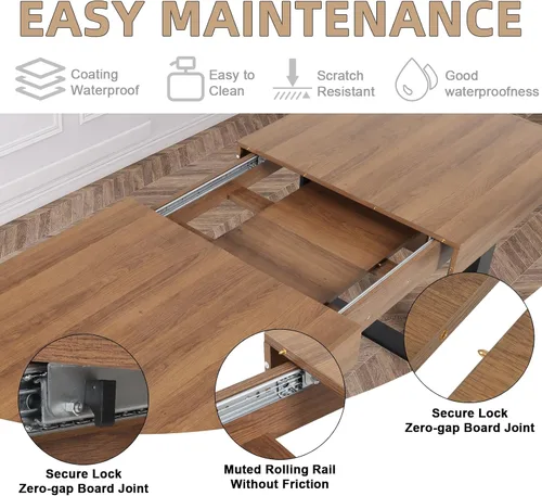 Vista 7 de STHOUYN Mesa de comedor extensible de 63 a 79 pulgadas, moderna mesa de cocina de madera de granja, mesa de comedor larga expandible para 6, 8 y 10