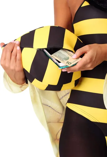 Vista 4 de Body de abeja de miel para mujer, disfraz de abeja amarilla con alas, traje de abejorro