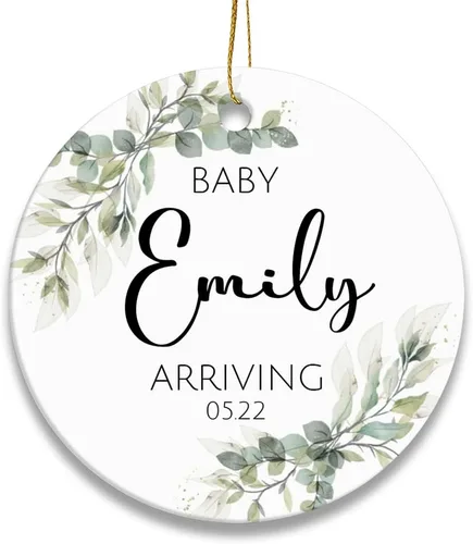 Vista 3 de Adorno de Navidad personalizado con nombre de la familia, accesorios de decoración para árbol de Navidad 2023, adornos de cerámica para puerta
