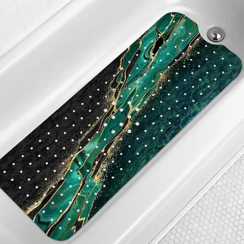 Vista 11 de LNOND Tapete de baño de mármol antideslizante, extra largo de 40 x 16 pulgadas, tapete antideslizante para bañera, tapete de ducha de mármol azul