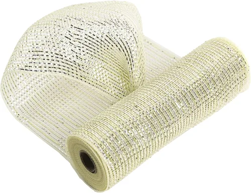 Vista 10 de MEEDEE Cinta de malla dorada de 10 pulgadas de ancho x 30 pies - Rollo de malla metálica decorativa para coronas de árbol de Navidad, guirnalda