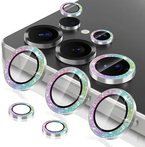 Vista 105 de Casetego Protector de lente de cámara para Galaxy Z Fold 8, [Diseño de purpurina mejorado], [Fuerte adherencia], lente de vidrio templado 9H negro