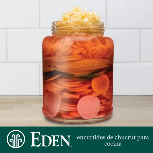 Vista 5 de Eden Chucrut orgánico, tradicional, fermentado con ácido láctico, tarro de vidrio de 18 onzas