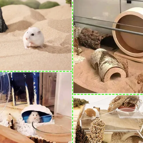 Vista 4 de Arena de baño para hámster, 3lb arena del desierto libre de polvo o arena para orinal para hámster, chinchillas, jerbo, hámster sirio, ratones, Beige