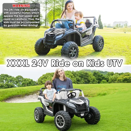 Vista 2 de NEWQIDA Juguetes de paseo XXXL de 24 V para niños grandes, UTV de 2 plazas con control remoto, 4WD todoterreno lado a lado, máximo 220 libras