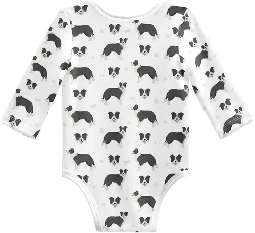 Vista 2 de vvfelixl Body de bebé negro Pug blanco manga larga algodón ropa de bebé para niños niñas 0-24 meses