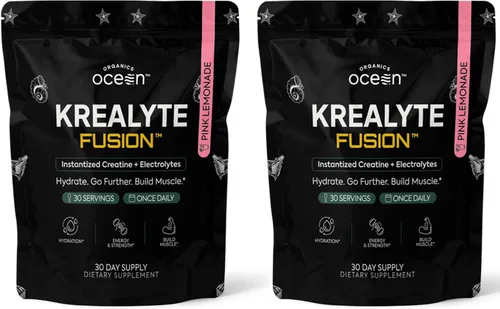 Vista 8 de Organics Ocean Krealyte Fusion - Monohidrato de creatina instantánea en polvo con electrolitos - Fuerza muscular, resistencia e hidratación