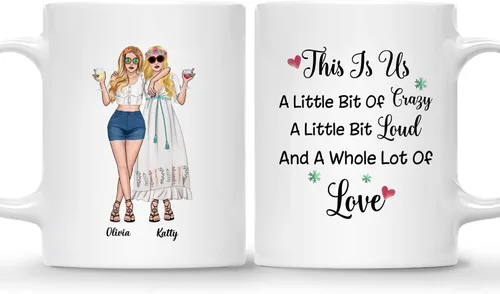 Vista 14 de Gossby Taza personalizada (2 mujeres) Besties Forever Best Friend Regalos de amistad para mujeres, niñas, hermana, taza de café