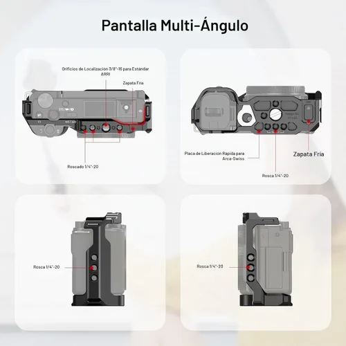 Vista 5 de SmallRig Jaula con placa de liberación rápida incorporada para Arca-Swiss y Cold Shoe para Sony ZV-E10-3531 con zapata fría, 1/4 ''-20 agujeros