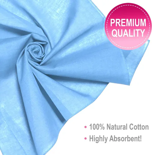 Vista 3 de BASICO Paquete de 6 bandanas color rosa y azul para baby shower para niñas y niños (paquete de 6, azul sólido), Azul solido