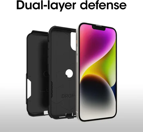 Vista 3 de OtterBox Funda para iPhone 14 Plus Commuter Series, negra, delgada y resistente, apta para bolsillo, con protección de puerto
