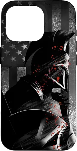 Vista 20 de Funda patriótica para iPhone 16 con bandera de Estados Unidos Spartan Warrior griego antiguo