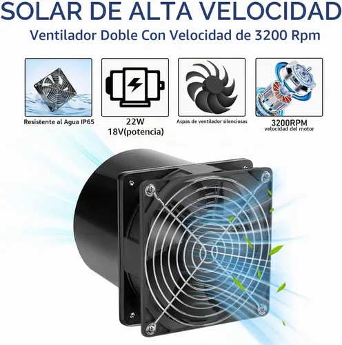 Vista 10 de Extractor solar, ventilador de ventilación de panel solar IP68 impermeable de 20 W, kit de ventilador alimentado por energía solar, ventilador