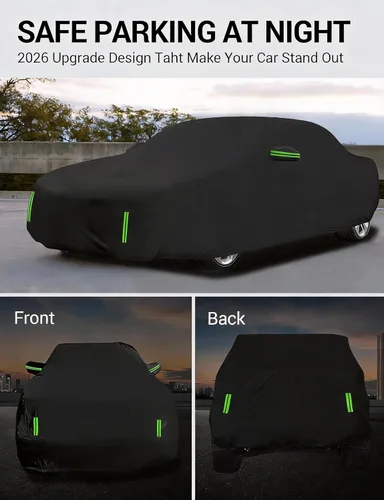 Vista 6 de Proadsy - Cubierta para automóvil, resistente al viento, sol, lluvia, rayos UV, polvo y nieve, para todo tipo de clima, impermeable, funda