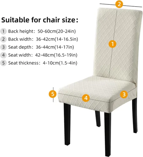 Vista 3 de Fundas para silla de comedor Yisun, fundas elásticas para silla de comedor, funda protectora para silla de comedor, mezcla de poliéster, Beige