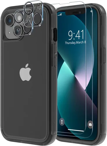 Vista 31 de Diverbox - Funda para iPhone 13 a prueba de golpes, caídas y polvo, funda de protección resistente para iPhone 13 de Apple, color negro