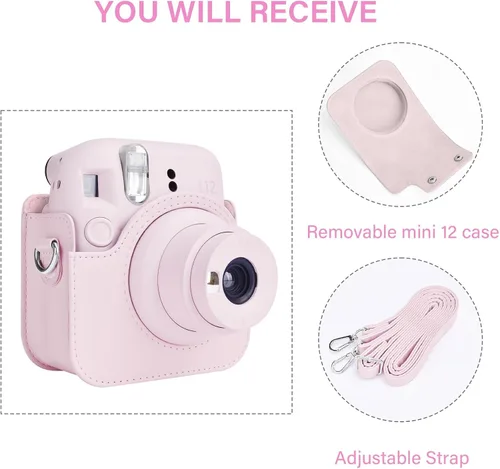 Vista 2 de Rieibi - Estuche para cámara compatible con Fuji Instax Mini 12 - Funda de transporte para cámara instantánea Fujifilm Instax Mini 12 - Funda mini