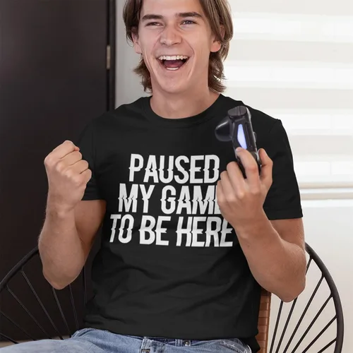 Vista 3 de Paused My Game to Be Here - Camisa divertida para hombres, regalos de juegos, camiseta de jugador, camisas de videojuegos gráficas retro