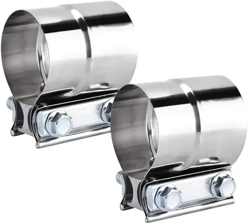 Vista 18 de Abrazadera de Escape de 2.5", Abrazadera de Banda de Junta a Tope de 2 1/2" Conector de Manguito de Acero Inoxidable para Silenciadores, Tubos
