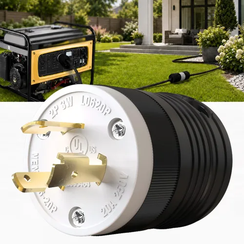 Vista 13 de Paquete de 1 enchufe de bloqueo NEMA L14‑30P de 30 amperios macho 30A 250V Twist Lock L14‑30, enchufe de grado industrial de 3 polos de 4 cables