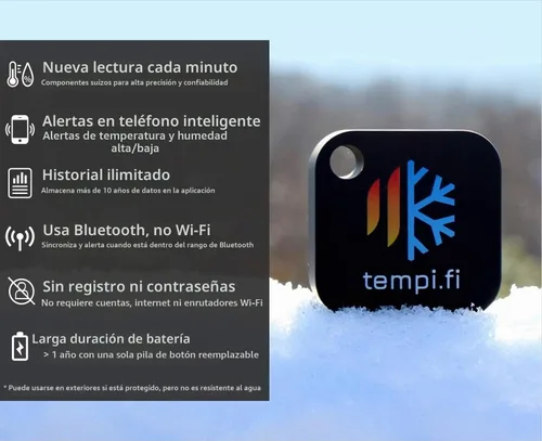 Vista 2 de Sensor inalámbrico de temperatura y humedad - Desarrollado en los Estados Unidos - Registrador de datos 24/7 con alarma - Termómetro inteligente