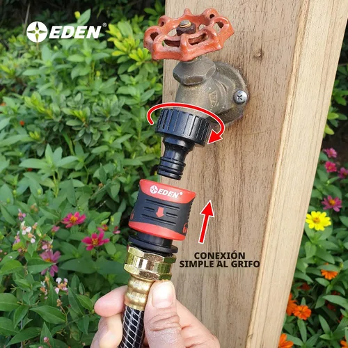 Vista 3 de Eden 95210 Accesorio Premium para Manguera de Jardín de Conexión Rápida con Parada de Agua y Función de Bloqueo, Juego de 5 Piezas