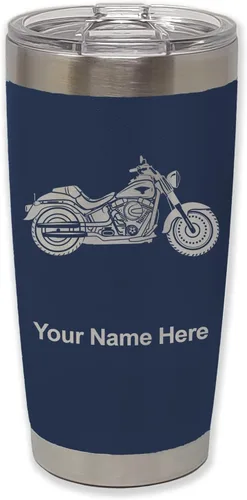 Vista 19 de LaserGram Vaso personalizado de 20 onzas, motocicleta (negro) Regalo grabado para motociclistas, acero inoxidable aislado al vacío, grabado