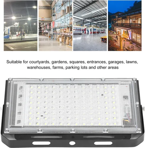 Vista 4 de plplaaoo Luz de inundación LED de 100 W, luces de inundación al aire libre, luz de trabajo LED súper brillante, luz de inundación luminosa de 10000